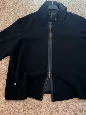 Marina Rinaldi Black Zip-Front High-Collar Jacket